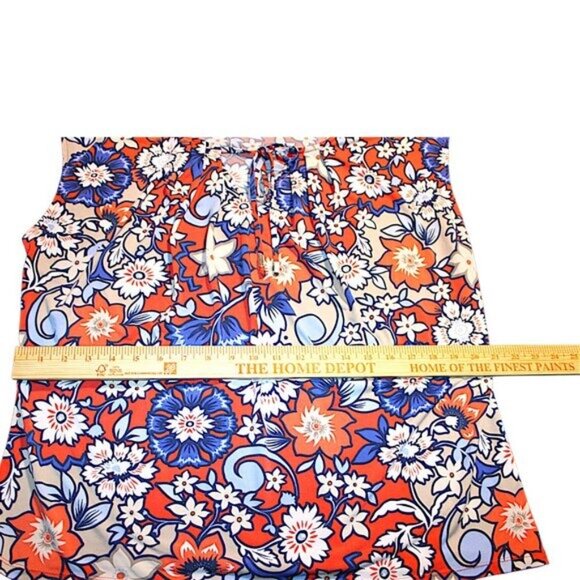 Liz Claiborne Women’s XL V-Neck Floral Blouse – Salmon & Blue Print - Picture 7 of 9